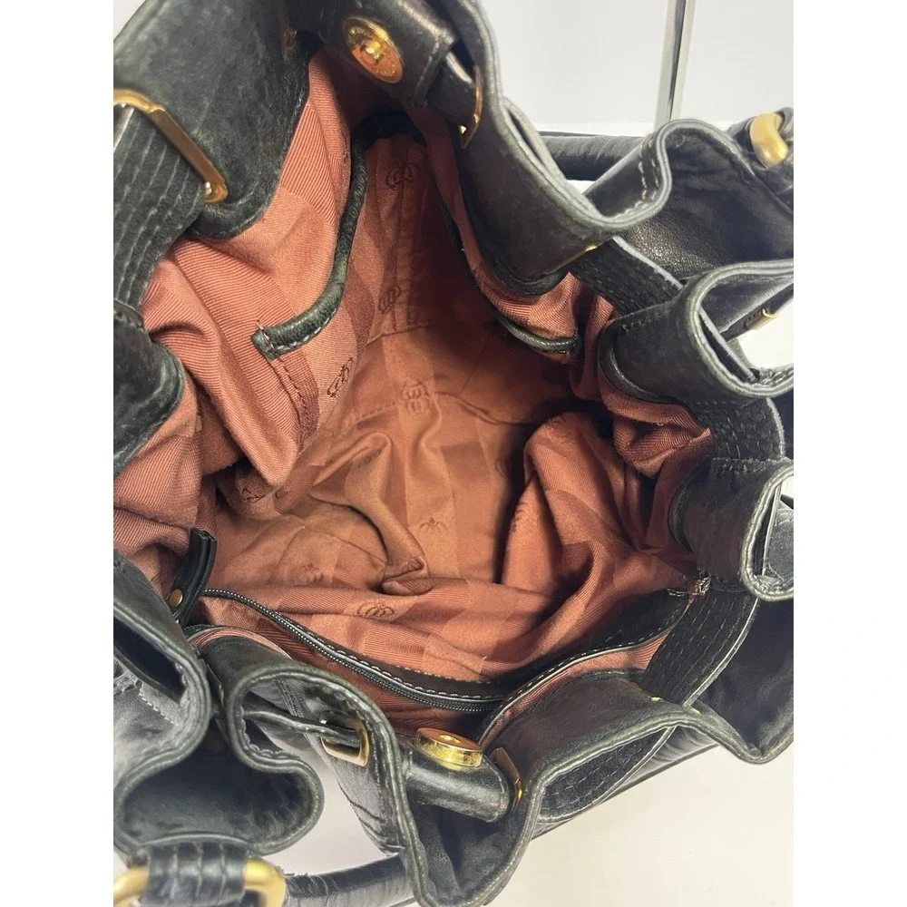Juicy Couture Vintage Y2K Black Leather Handbag Hobo Purse Gold Hardware Pink
